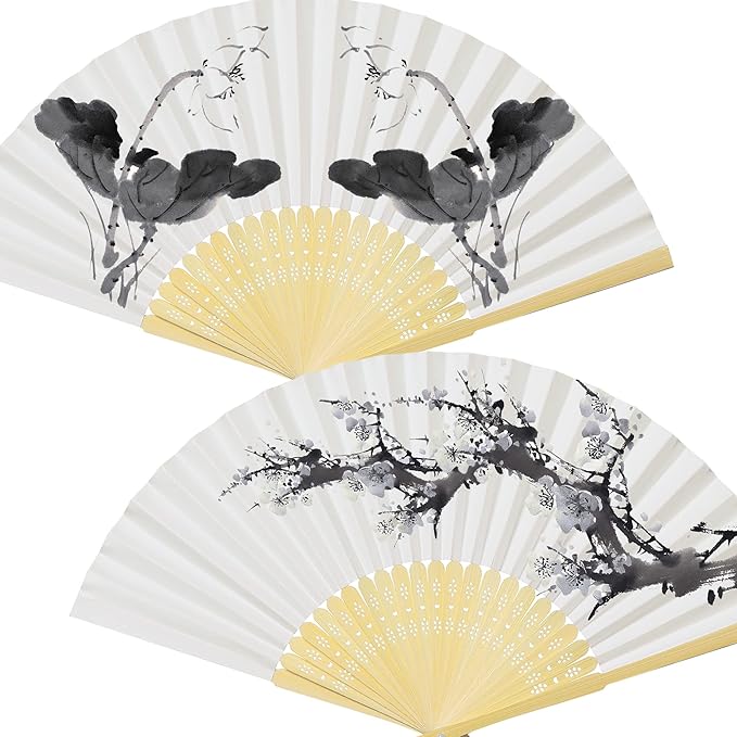 Coucoland 100 Pcs White Bamboo Folding Handheld Fan Hand fan - Image 5