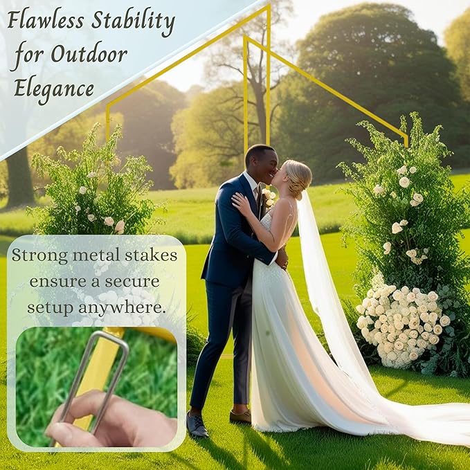 Wedding Arch Backdrop Stand for Parties Set of 2, 7FT/6.7FT Gold Wedding Arches - Image 6
