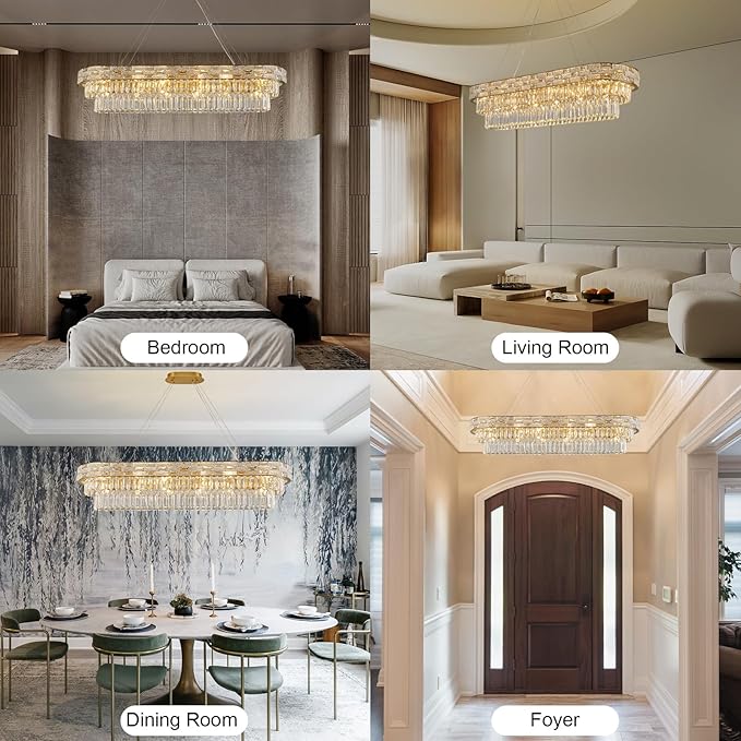 Crystal Chandeliers, 49.2" 18-Light Gold Chandelier - Image 7