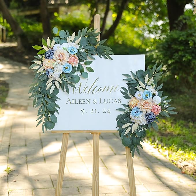 Artificial Blush Pink Wedding Arch Flower Swags Set of 2 - Image 2