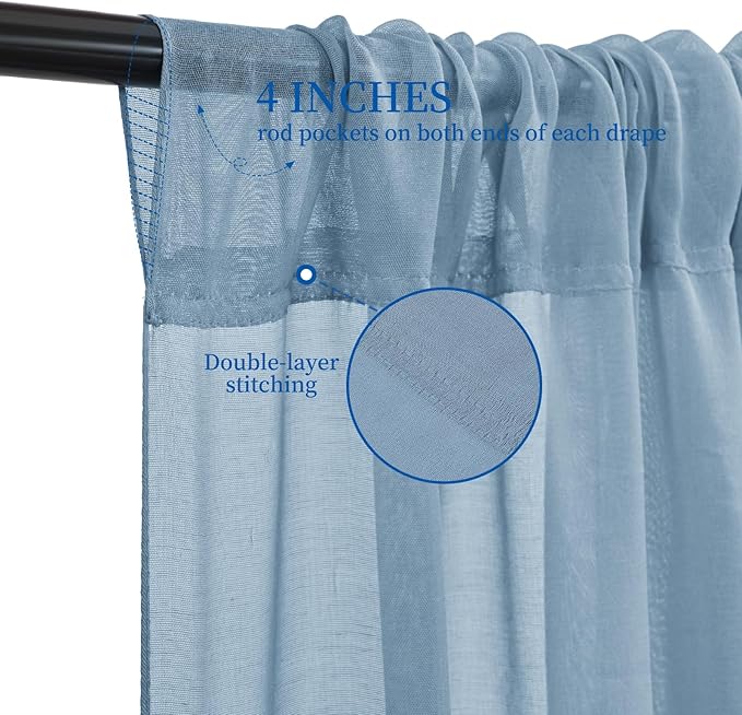 6 Panels Dusty Blue Ceiling Drapes - Image 3