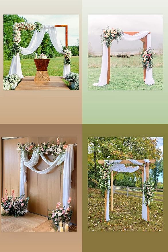 Socomi Wedding Arch Draping Fabric 3 Panels 29" x 19Ft White Sheer Chiffon - Image 5