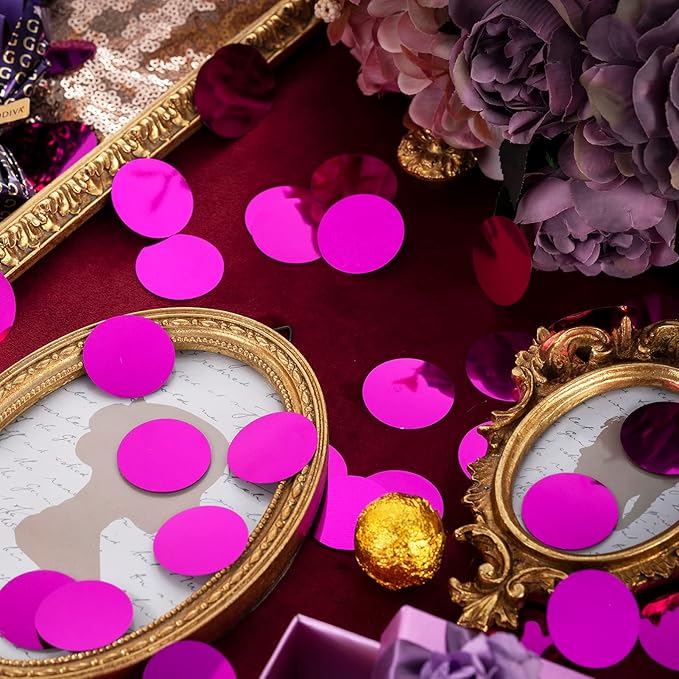 Hot Pink Table Confetti Party Decorations Metallic Circle Dot Confetti - Image 2