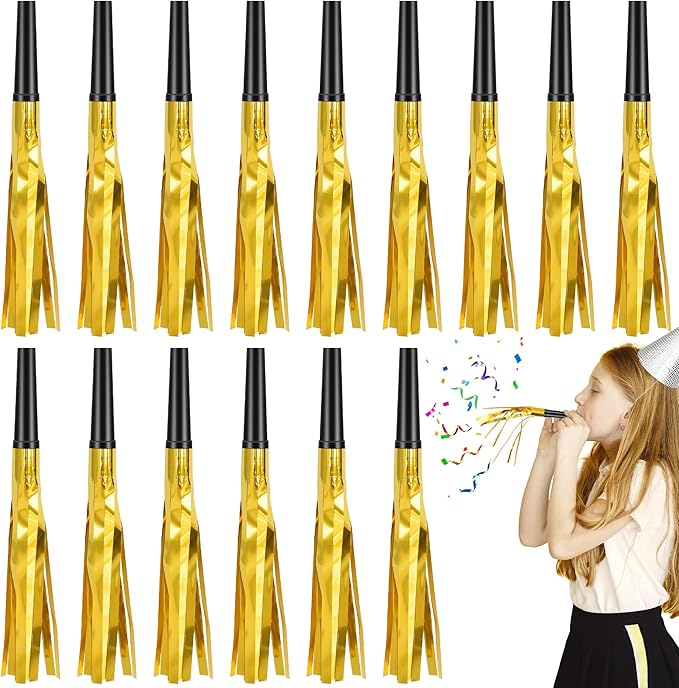 24 Pcs Glitter Noise Makers Metallic Fringed Party Blower by Twavang