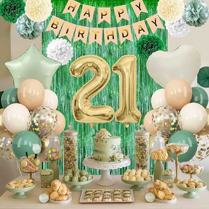 Sage Green 21st Birthday Decorations - Image 2