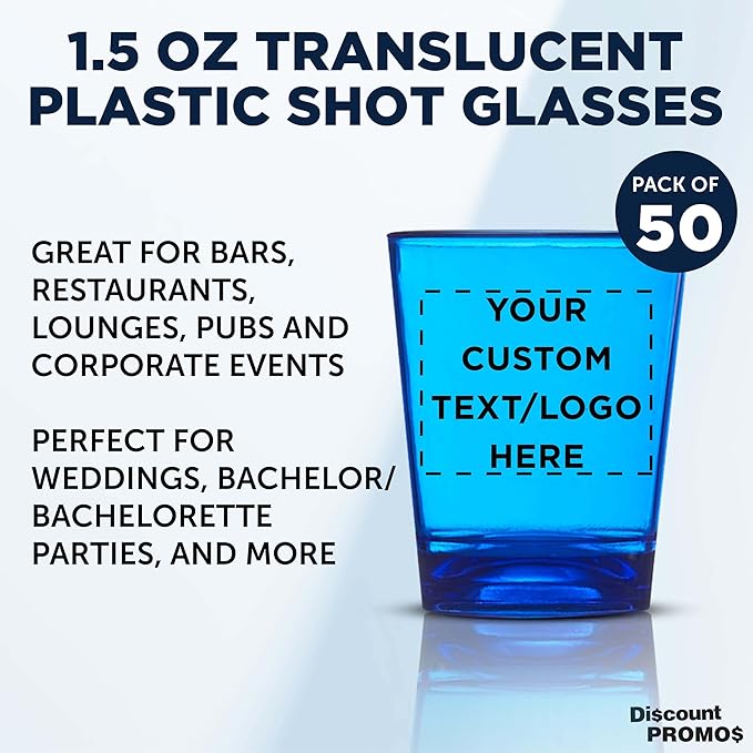 Custom Translucent Plastic Shot Glasses 1.5 oz. Set of 50, Personalized Bulk - Image 3