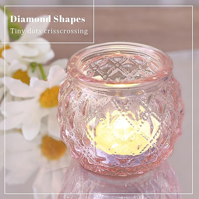 DARJEN 12Pcs Pink Votive Candle Holders - Image 2