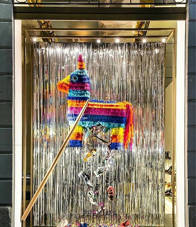 GOER 6.4 ft x 8.2 ft Metallic Tinsel Foil Fringe Curtains, Graduation - Image 2