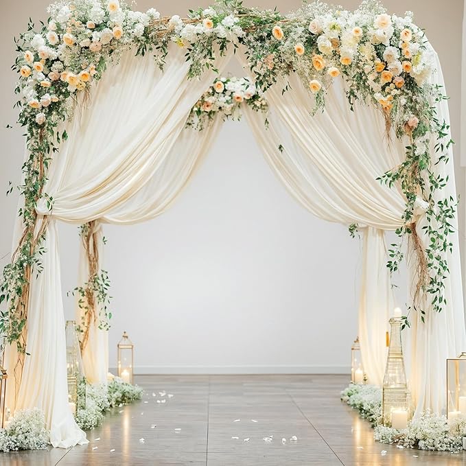Wedding Arch Draping Fabric, 1 Panel 18FT Beige Arch Drapes Chiffon Fabric - Image 8