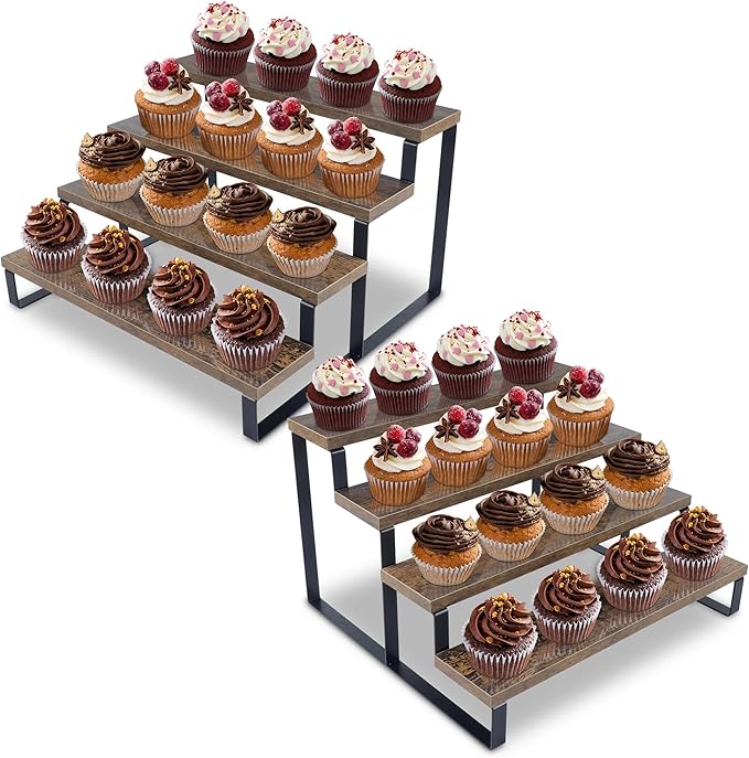 Wooden Cupcake Stand, 4 Tier Rustic Cupcakes Stands, Stepped Cupcake Ladder by Pleasedontforgetthemhere%EF%BC%81