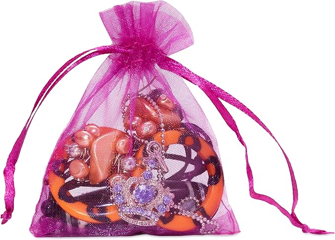 TheDisplayGuys 48-Pack 3x4 Hot Pink Sheer Organza Gift Bags - Image 2