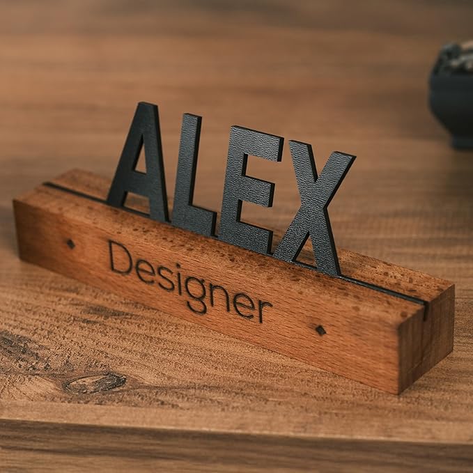 Custom Desk Name Plate with Engraved Title – Personalized Wooden Office Name - Image 4