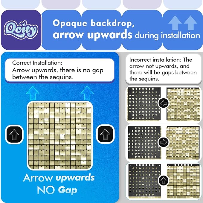 Qcity Blue Shimmer Wall Backdrop 36PCS, Square Sequin Glitter Backdrop Panel - Image 9