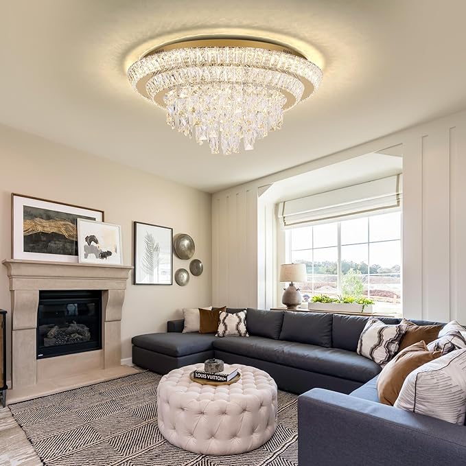 24 inch Crystal Gold Ceiling-Light Flush Mount - Image 8