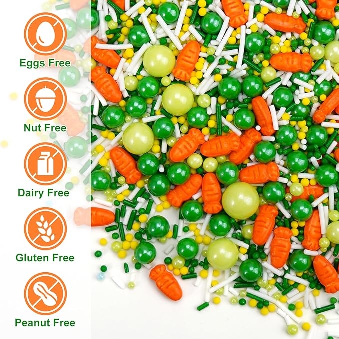 Green Sprinkles for Cake Decorating, Edible Spring Sugar Carrots, Sprinkles for - Image 7