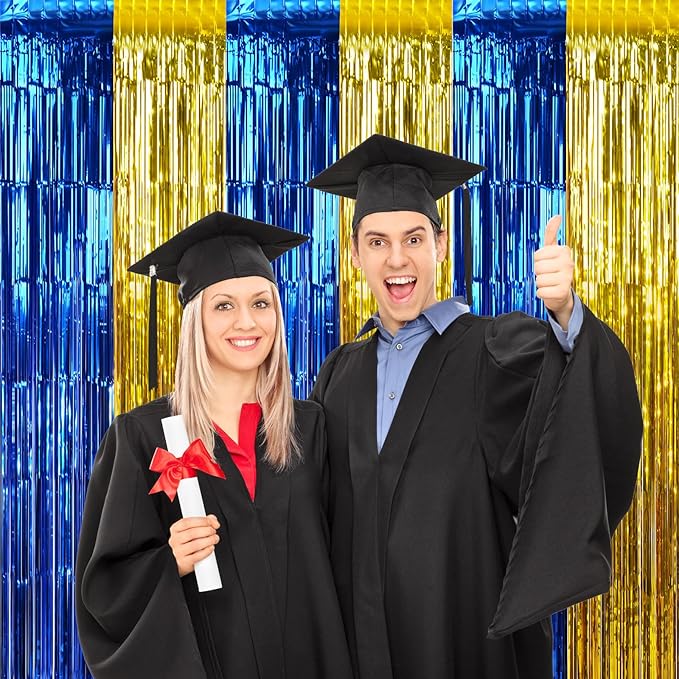 3 Pack 3.3Ft x 6.6Ft Graduation Foil Fringe Curtain Backdrop Decorations - Image 2
