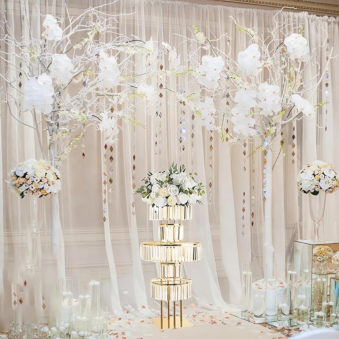 Gold Crystal Vases for Centerpieces, 47.2in Metal Pedestal Stands for Table - Image 3