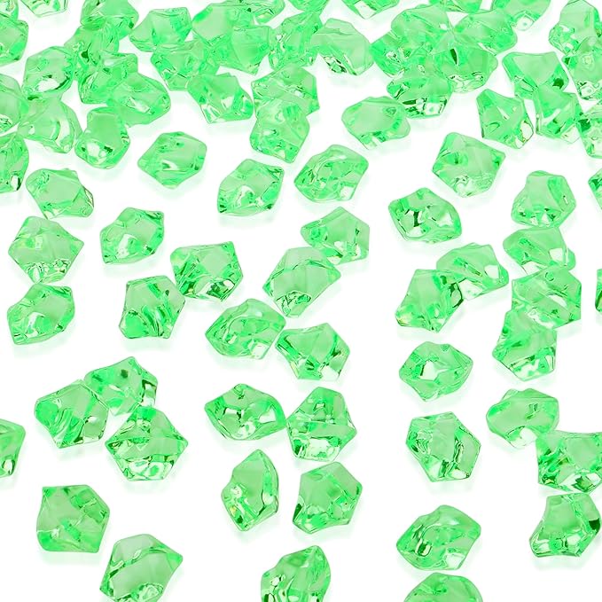 YATOJUZI 500pcs Fake Ice Cubes Green Acrylic Crushed Rocks Vase Fillers Plastic by YATOJUZI
