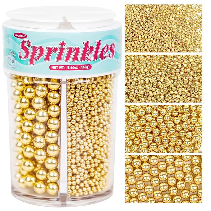 Gold Edible Sugar Pearl Sprinkles by Joyvitas
