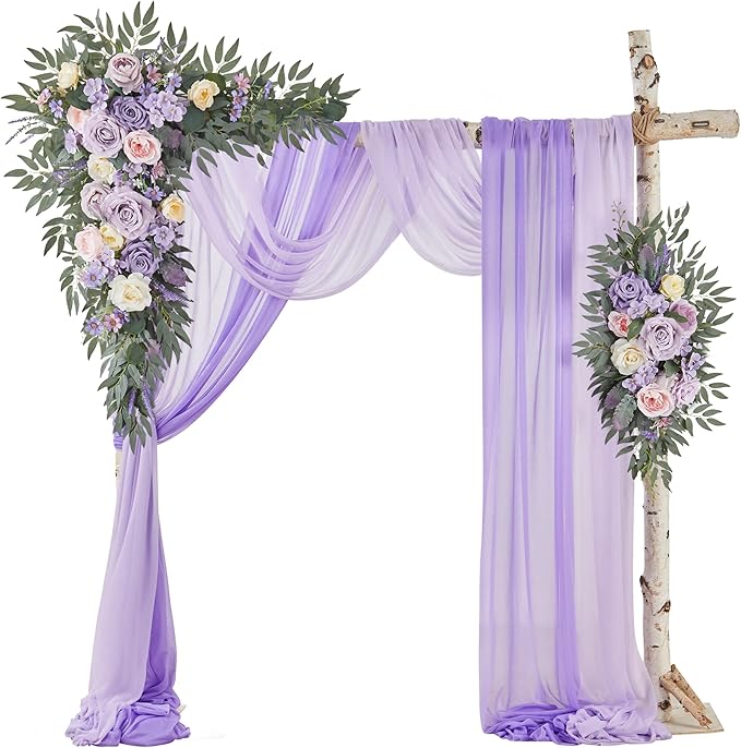 Wedding Arch Flowers with Drapes Kit by WEDFLOR