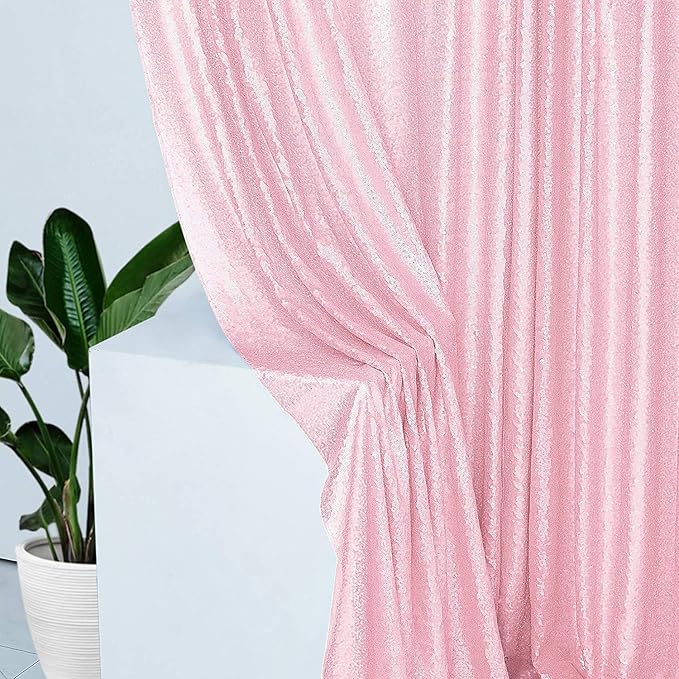 Pink Sequin Backdrop Curtain 8FTX8FT 1 Panel Sparkly Background Drapes - Image 2