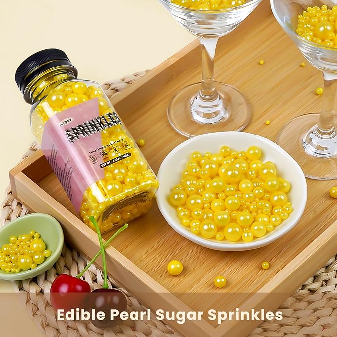 Yellow Pearl Sprinkles, Edible Sugar Pearls - Image 5