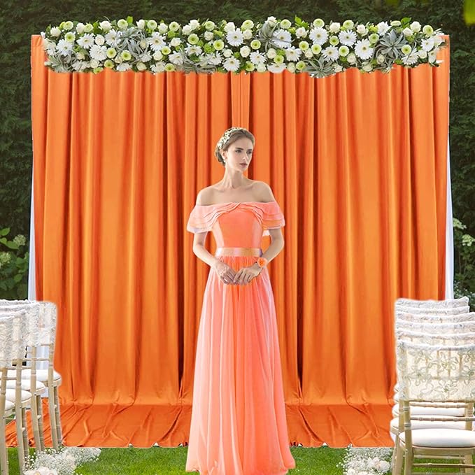 2 Panels Deep Orange Backdrop Curtain, 10 x 10 Feet Background Curtains - Image 5
