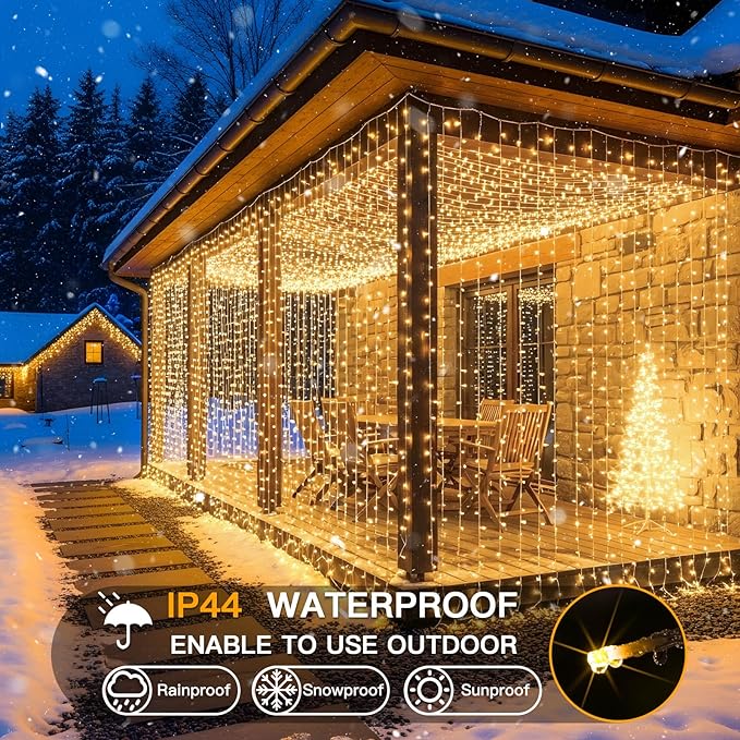 suddus 900 LED Christmas String Lights Outdoor, 9.8x29.5ft Curtain Light Plug in - Image 7