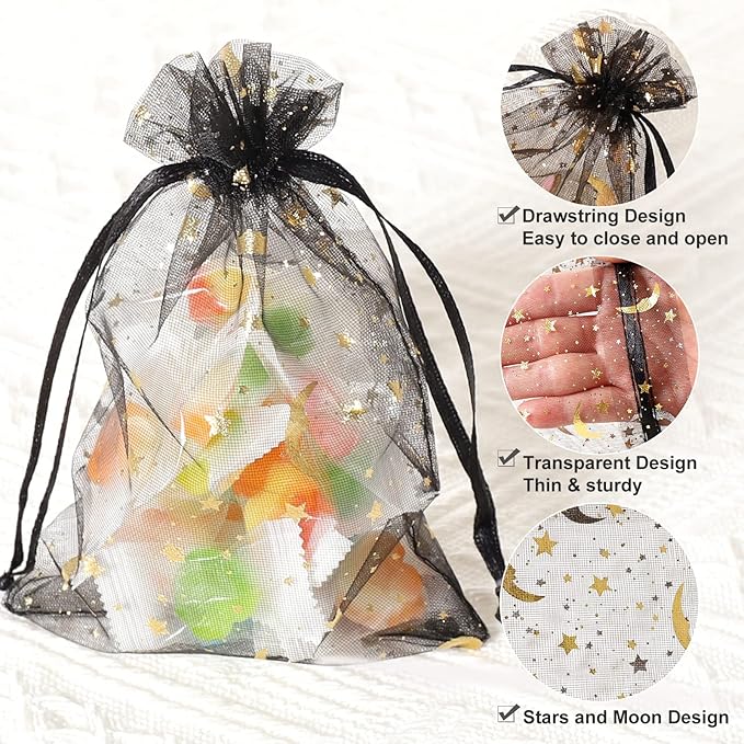 100PCS Moon Star Organza Bags - Image 3