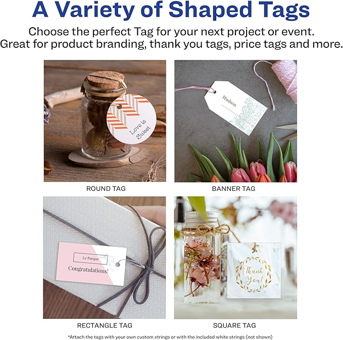 Avery Round Tags, Sure Feed Technology, Matte White, Strings Included, 120 Total - Image 3