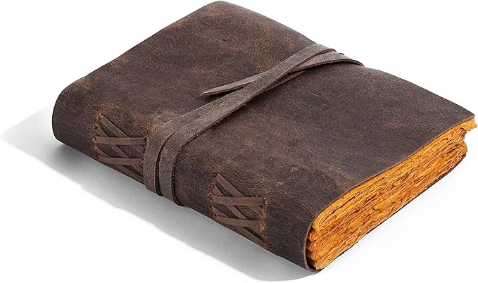 Handmade Leather Journal | Writing Notebook Diary | Bound Daily Notepad by KomalC
