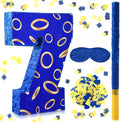 Number 7 Blue and Golden Rings Piñata by Simgoing
