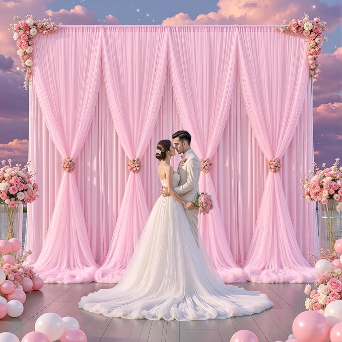 Baby Pink Tulle Backdrop Curtain - Image 2