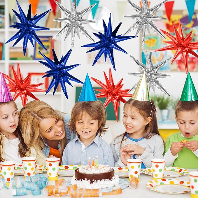 Red Blue Silver Star Balloons - Image 6