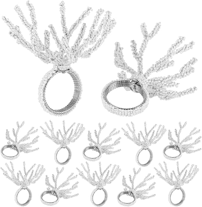 Beaded Napkin Rings Set for Dining Table by CLEENTABLE