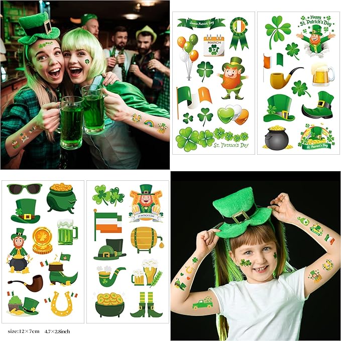 140+ Pcs St Patricks Day Tattoos, 34 Sheets Unique St. Patrick's Day Tattoos - Image 3