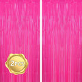 BEISHIDA 2Pcs Hot Pink Door Streamer Fluorescent Hot Pink Backdrop Blue Foil by Beishida