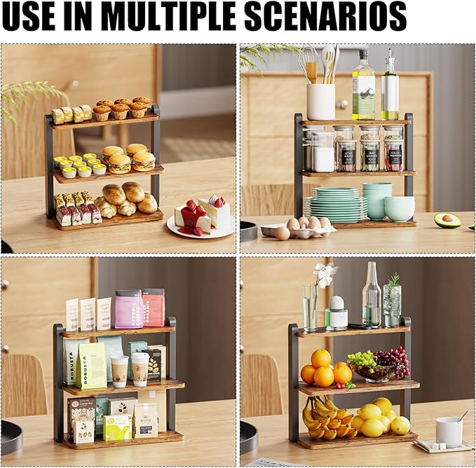 KLM Cupcake Stand, 3 Tier Stepped Wood Display Stand - Image 3