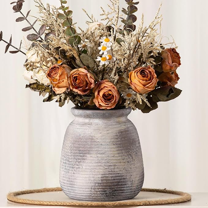 Ceramic Flower Vase, 7.48" Rustic Vases Home Decor Farmhouse Vintage Pampas by ooit