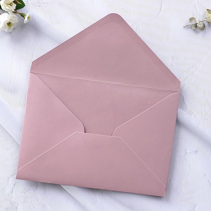 PONATIA 50 PCS/Pack A7 Envelopes, 5.25 x 7.48'' Matte Dusty Rose Envelope - Image 8