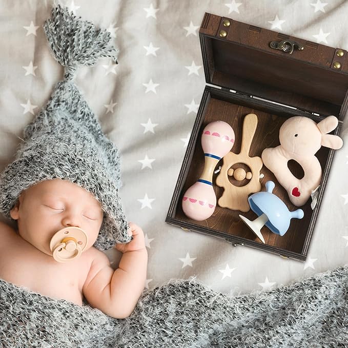 AW BRIDAL Baby Keepsake Box Engraved Wood Memory Box - Image 9