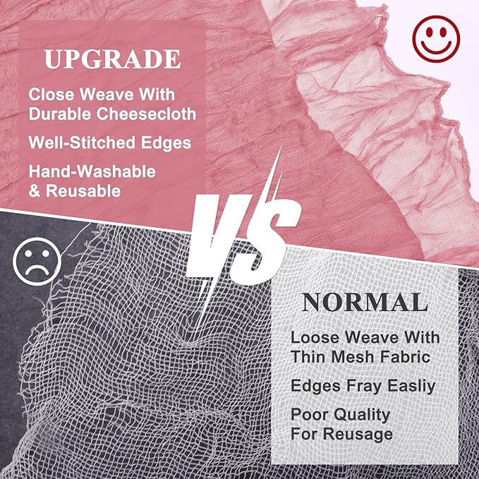 Asee'm 4pcs Cheesecloth Table Runner 120 Inches Dusty Rose Boho Gauze Cheese - Image 4