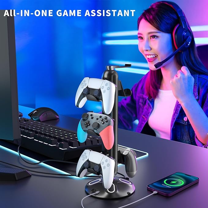 Gaming RGB Headphone Stand, Controller Holder - Image 6
