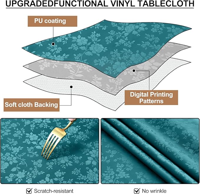 Smiry Rectangle Table Cloth, Waterproof Heavy Duty Vinyl Tablecloths, Wipeable - Image 7