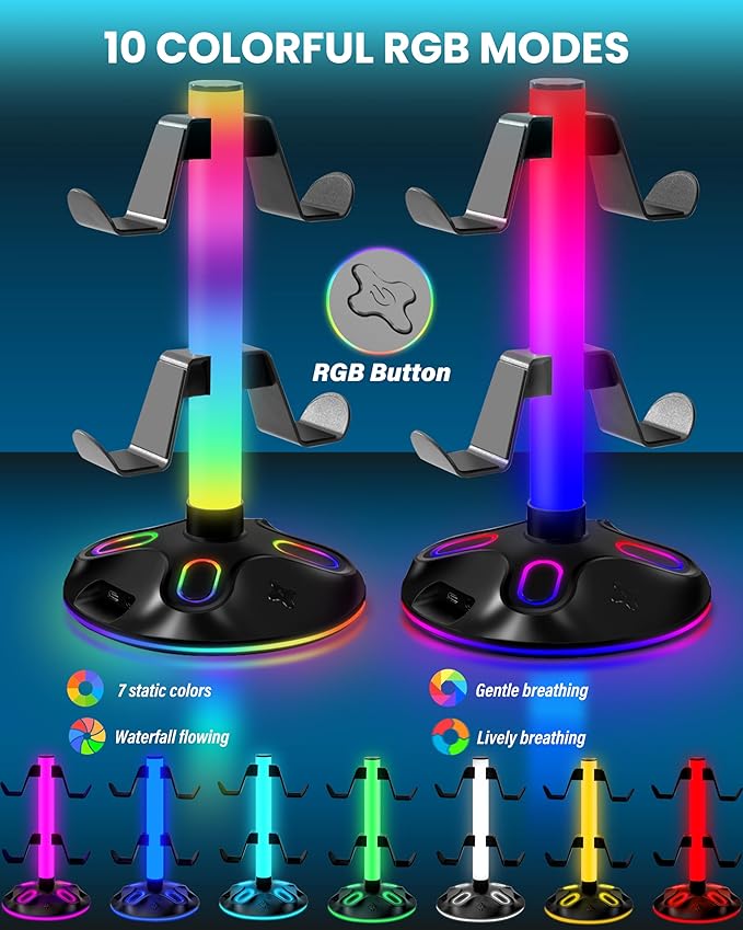 RGB Headphone Stand for Desk, Innovative Headset Stand - Image 2