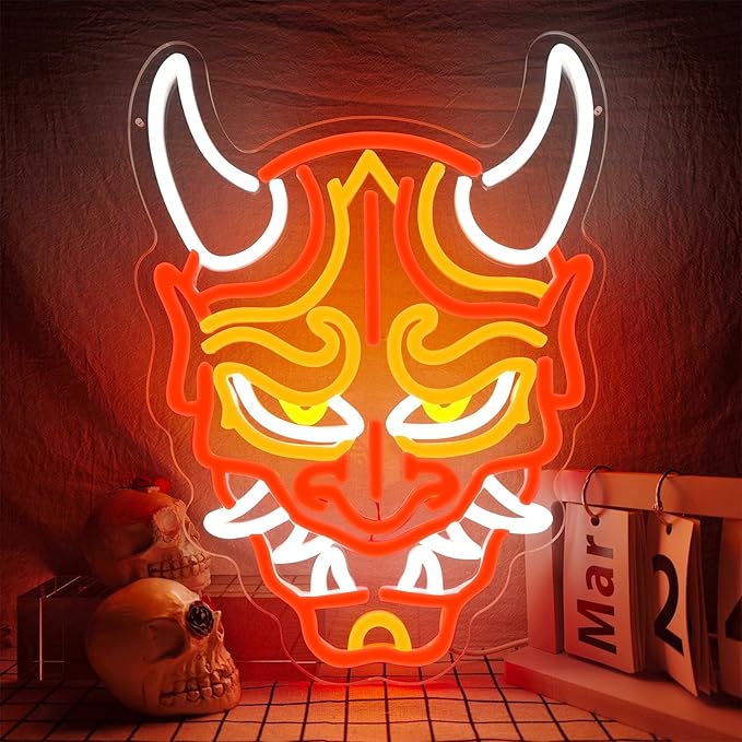 Prajna Mask Neon Signs Hannya Mask Neon Sign Led Neon Signs by zikdhf