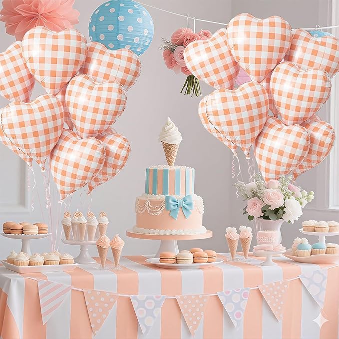 Red White Checkered Heart Balloons - Image 6