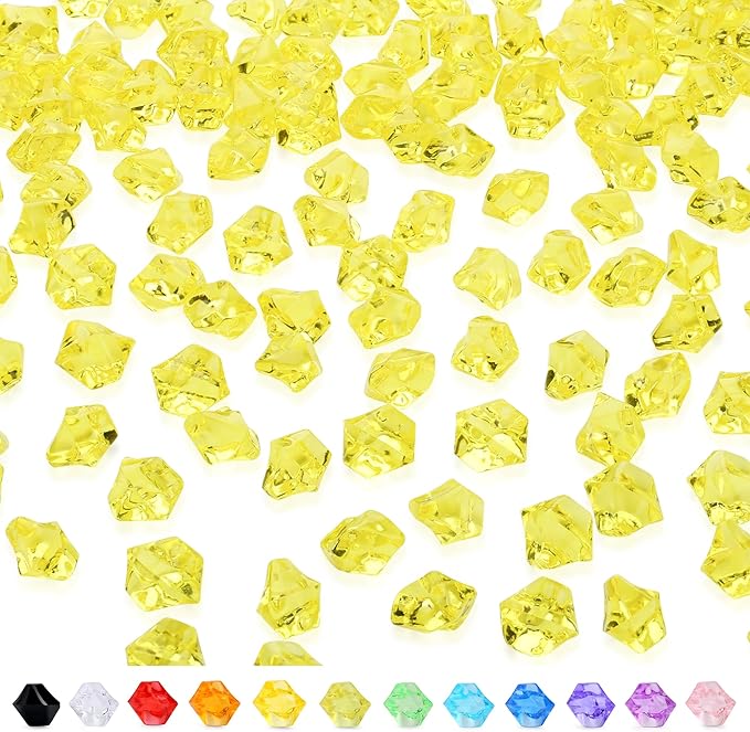 YATOJUZI 500pcs Fake Ice Cubes Yellow Acrylic Crushed Rocks Vase Fillers by YATOJUZI