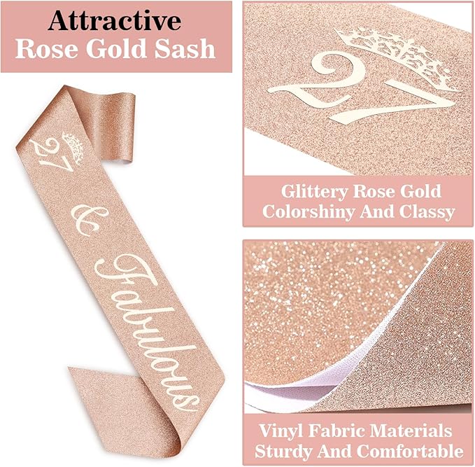 27th Birthday Decorations for Women Including Birthday Sash and Tiara, Candles - Image 4