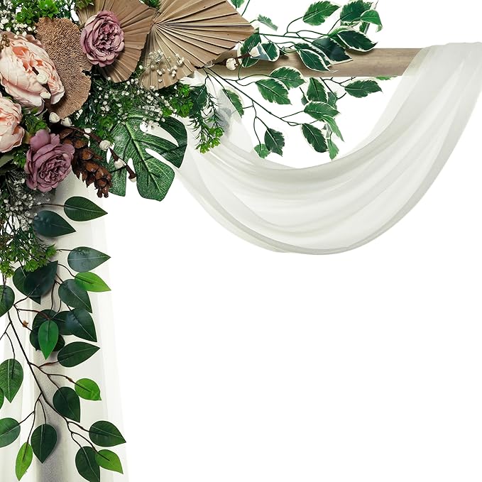 VDS Pack of 3 Panel Wedding Arch Draping Fabric Sheer Chiffon Fabric Drapery - Image 2